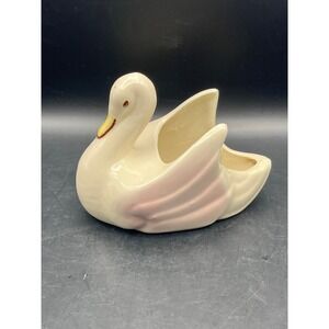 Vtg Shawnee Ceramic Swan Planter Vase Pale Pink‎ Accent Bird Decor 4"x5" MCM